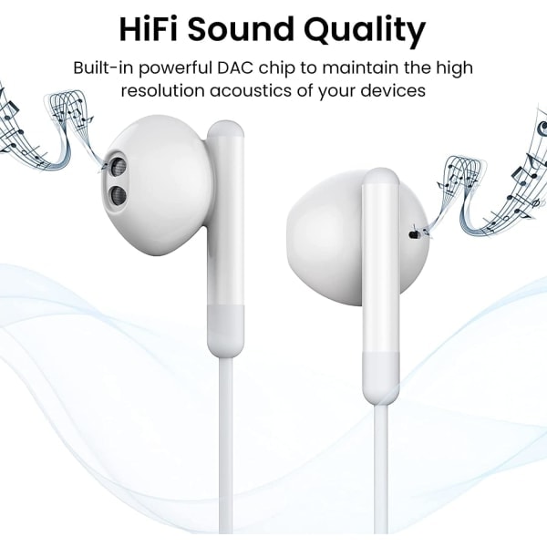 Hörlurar för iPhone 11, Hörlurar för iPhone 12, In-Ear-hörlurar, med mikrofon och volymkontroll Kompatibel med iPhone 11/12 Pro/13 Mini/SE 2022/X/XR.