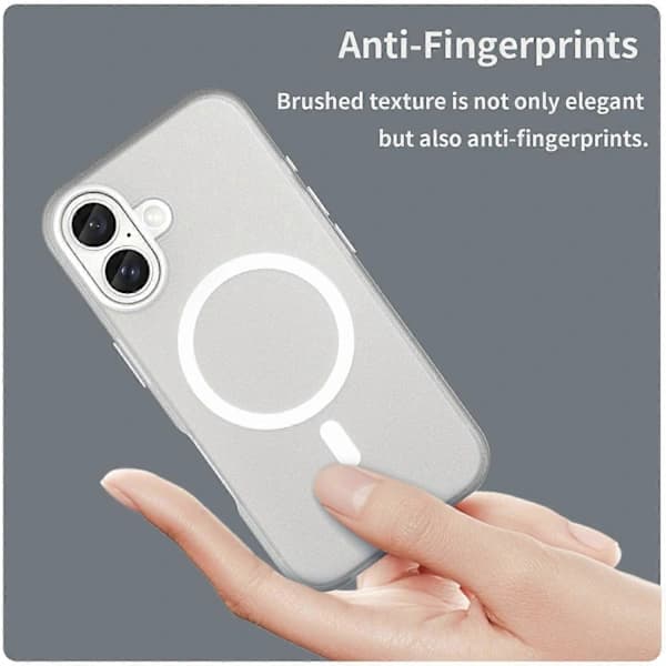 Case for iPhone 16 Compatible with MagSafe TPU+PC Slim Matte Transparent Phone Case - White