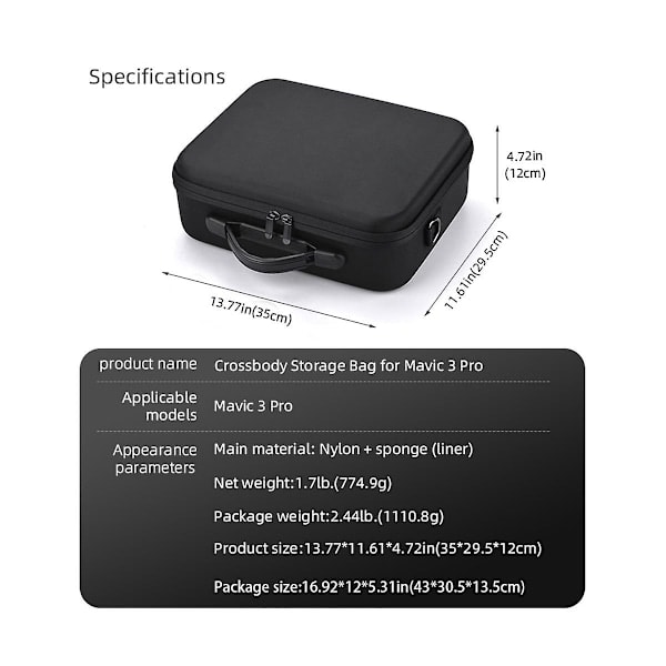 Case for 3pro Drone with Shoulder Strap - Protective Storage Bag