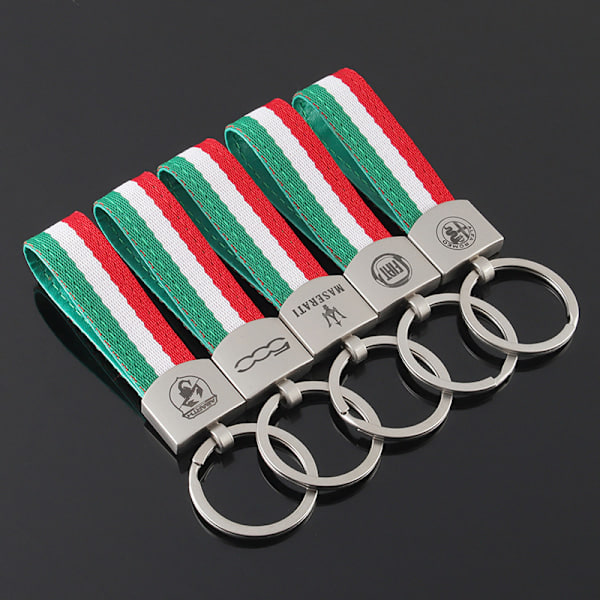 Nøkkelring i syntetisk skinn med italiensk flagg i trikolor, fargerik logo, offisiell