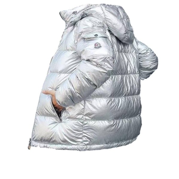 Miesten Talvi Lyhyt Kiiltävä Pystykaulus Vedenpitävä Hupullinen Untuvatakki Hopea Hopea hopea XL (noin) silver XL