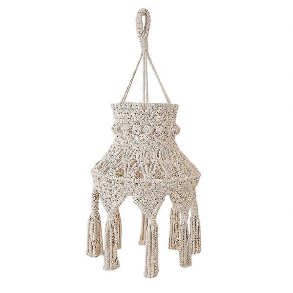 Makramé Lampe Boho Hængende Pendelskærm, Chaner Til Sengebord
