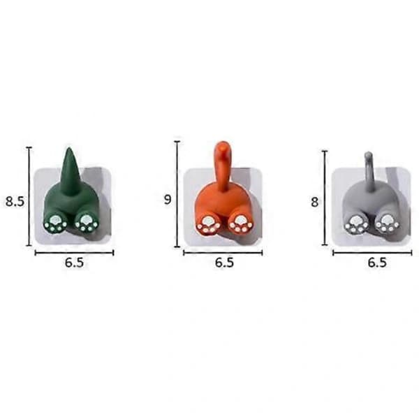 Grönt 3-pack Multifunktionaalinen Eläimen Häntäkoukku, Itseliimautuva Seinäkoukku, Hammasharjateline, Hammasharjanpidike, Keittiö, Kylpyhuone, Pyyhekoukku