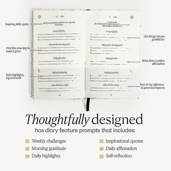 Intelligent forandring: The Five Minute Journal - Daglig for lykke, mindfulness og refleksion - Udateret livsplanlægger