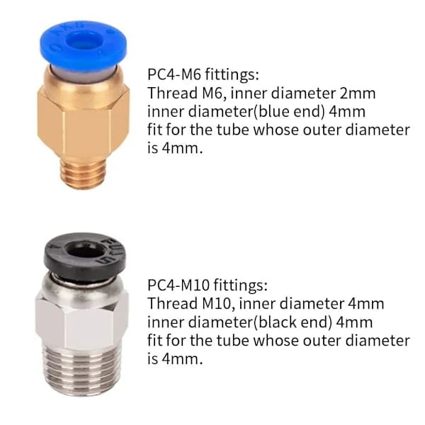 20 st PC4-M10 pneumatisk koppling PC4-M6 hane rak PTFE-rör[ca]