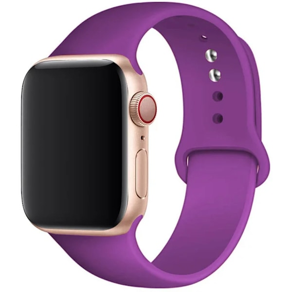 Silikonrem för Apple Watch Band 45mm 44mm 42mm 49mm 41mm 40mm 38mm armband iwatch Series 8 7 9 SE 4 3 5 Ultra 6 Lila Lila Purple 38 40 41 mm M-L