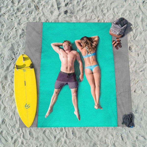 Rantapyyhe Ei Hiekkaa 210 x 200 cm, Piknik-viltti Vedenpitävä Rantapyyhe Iso Rantapyyhe 4 Kiinnikkeellä - Hiekkaa Läpäisevä Rantapyyhe