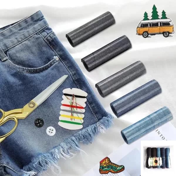 5 ruller/pakke påstrykningsbare denimlapper store