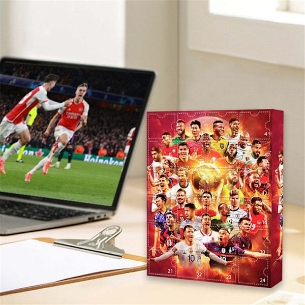 Fotbollsleksak Adventskalender för Barn, Jul-VM Adventskalendrar 2024 Nedräkning 24 Dagar, Överraskningsleksak Blind Box Presenter för Pojkar Flickor