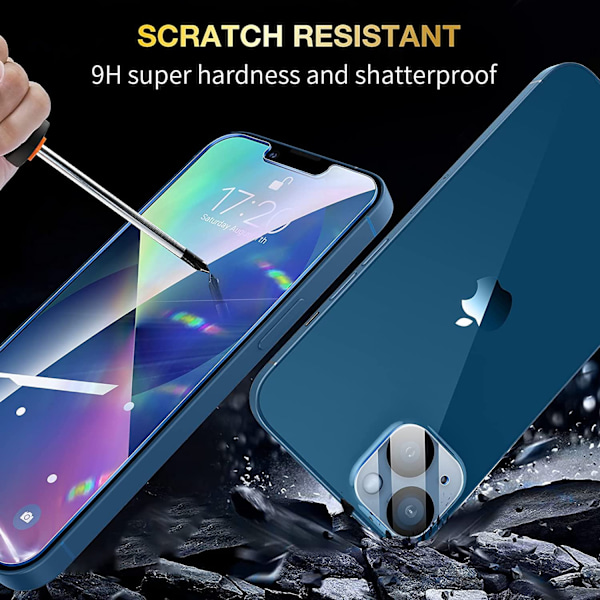 [3+3] 3 kpl näytönsuoja ja kameran linssinsuoja iPhone 13 minille