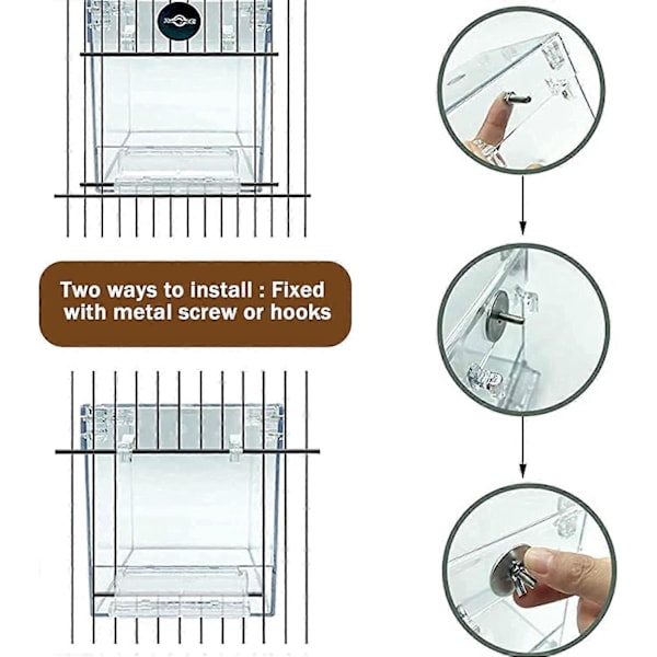 Fågelbad Hängande Fågelbur Fågelbadskål Transparent Fågelbadhus Stor 17 * 13 * 13 cm (Transparent)