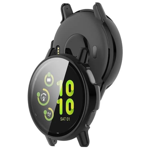TS-Suojakotelo karkaistulla lasilla Garmin Vivoactive 5 -kellolle - Musta