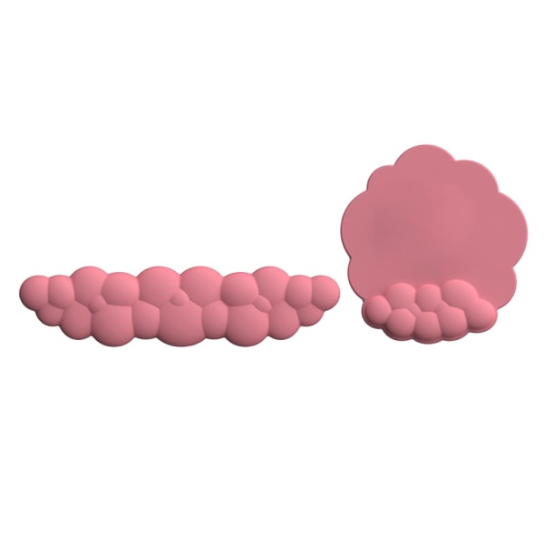 Cloud-formet håndledsstøtte og musematte-sæt - Ergonomisk smertelindring - Sød skrivebordstilbehør - Skridsikker sæt - Rosa farve Rose color