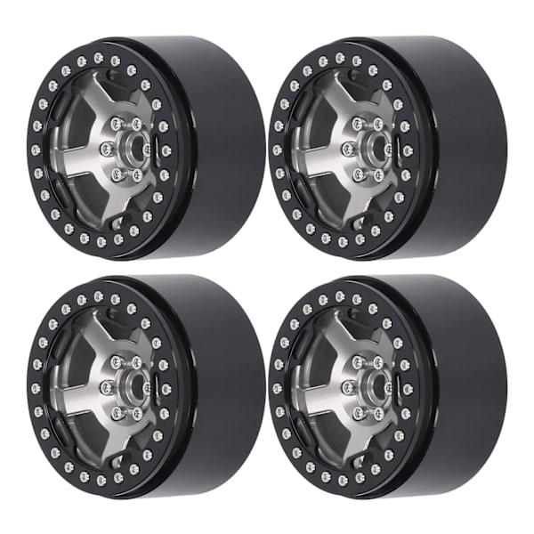 4 st RC Bil Hjulnav 2.2in 12mm Hex Drive Aluminiumlegering 36mm Tjocklek Metall Hjulnav för 1/10 Crawler Bil Silver