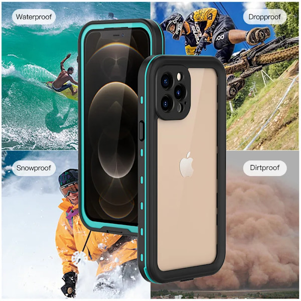 IP68 Vandtæt Til iPhone 15 14 13 12 11 Pro Max XS Max XR 7 8 Case RedPepper Klar Cover Dykning Undervands Svømning Udendørs Sport BK med Rem BK with Strap i-Phone XR 6.1