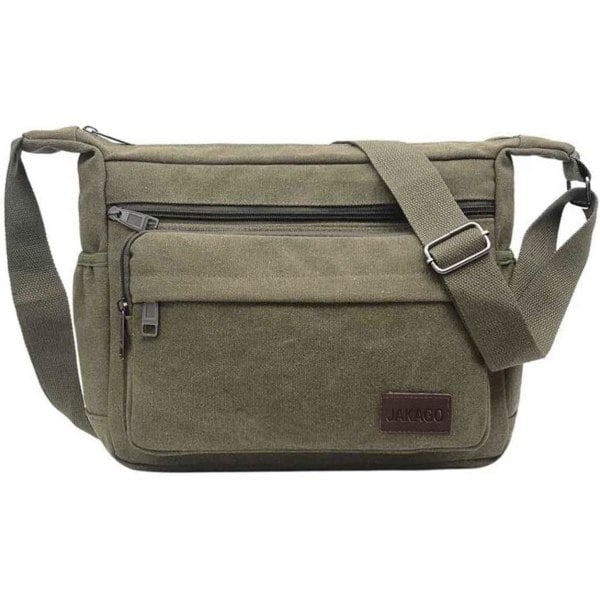 Vattentät budväska axelremsväska 13 tum, multifickor canvas crossbody-väska för män, avslappnad lätt axelväska för utomhusfiske camping Kaffe Coffee