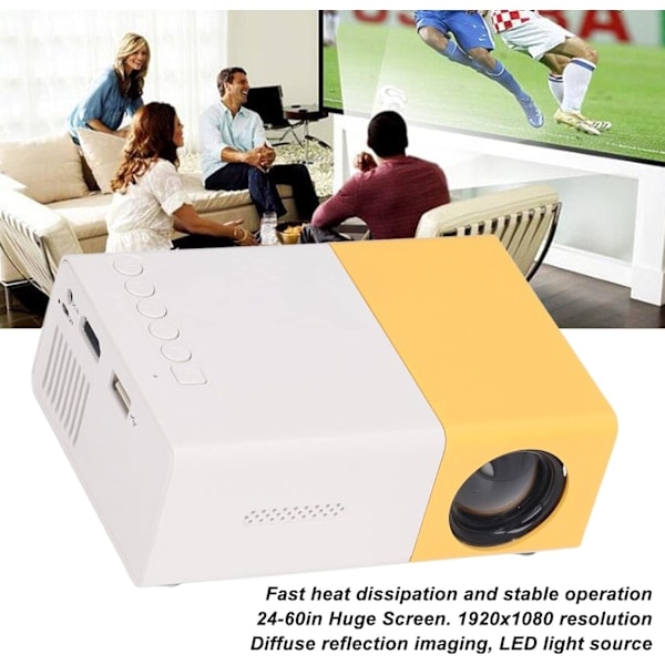 Minip Projektor, LED Mobiltelefon Videoprojektor Full HD til Computer, til Computerskærm