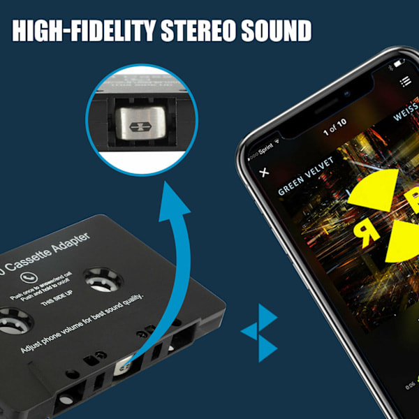 Bluetooth 5.0 bilstereo kassettebåndsadapter til aux Sort