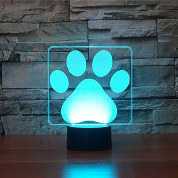 3D Hundepote Model Natlampe Touch 7 Farveskiftende LED Sølv L
