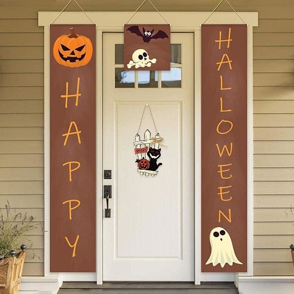 Glad Halloween -riippukyltti, Halloween Tervetuloa -kyltti Kurpitsakranssi Oven riippuva koriste