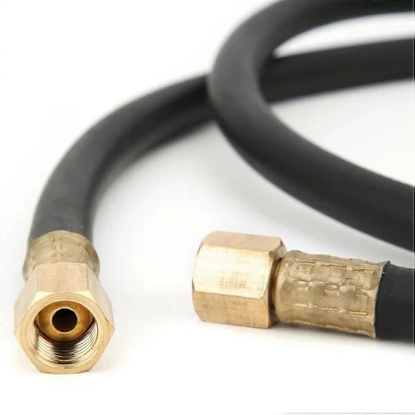 Inertgaslange Gummi Messingfittings Fleksibel Højtryksbestandig til Argon CO2 Luft Svejsning 1/4 Tomme 2m Sort