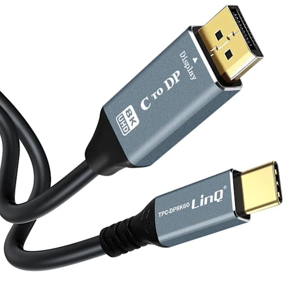 Videokabel 8K Han USB-C til DisplayPort Høj Opløsning 1.8m LinQ Sort