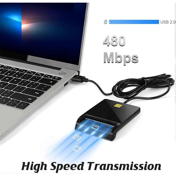 CAC Kortlæser Militær, CAC Læser, Smart Kortlæser DOD Militær USB Common Access CAC, Kompatibel med Windows, Mac OS og Linux, Plug N Play, Co