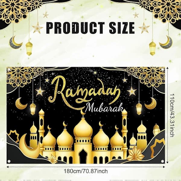 [CA] Ramadan Mubarak -tausta, 180x110cm Ramadan-tausta Eid Mubarak -banneri Eid
