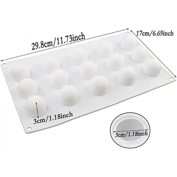 15 Hulrom Halvkule Silikonform Fondant Mousse Kakeform Silikonkake