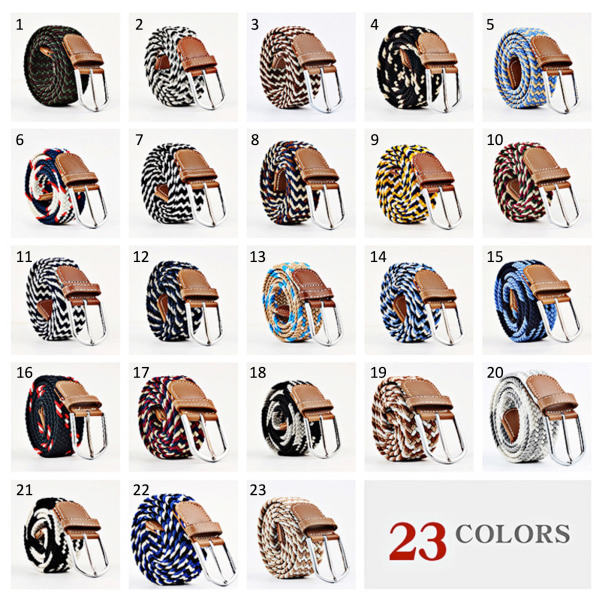 Bälte canvas 23 mönster storlek W26-W36 stretch justerbar längd: 12 Svart / grå / blå_ca