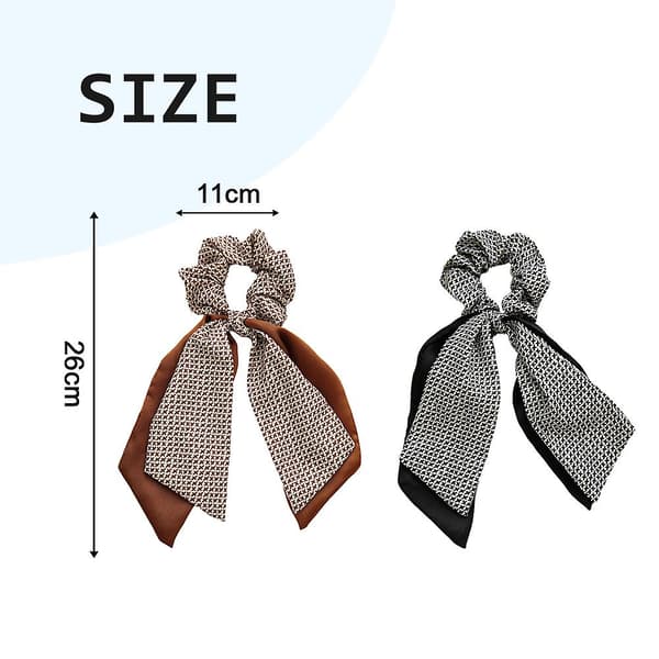 2-pack knutna rosett hår elastiska hår scarf hårband scrunchie hästsvanshållare för kvinnor och flickor Stil 3 Style 3