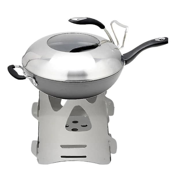 Bærbar Camping Vedovn Rustfritt Stål BBQ Grill for Utendørs Piknik Vandring Matlaging Sølv 7,5 cm