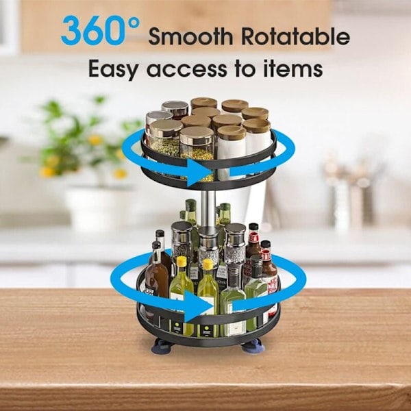 2-osainen Lazy Susan 360 astetta pyörivä tarjotin 23 cm liukumaton pyörivä säilytysastia paperiserveteille Kylpyhuone Keittiö Kaappi Ruokakomero Työtaso...