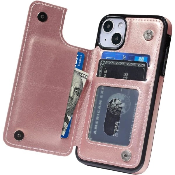 CQBB iPhone 13 Fodral Flip Mobiltelefon Plånboksfodral Premium PU Läder Ställ Kortfack Dubbla Magnetiska Stötsäkert Tunt Skyddsfodral
