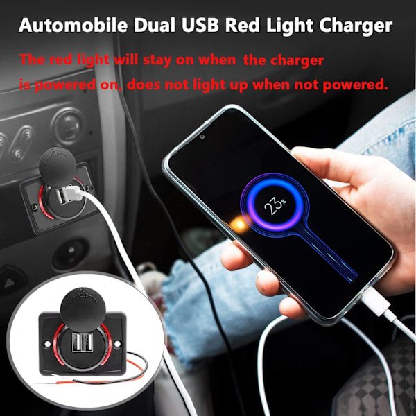 12V USB-uttak, 12V USB-port Dobbel USB 12V bobiluttak, 3.1A USB billader, bil-USB-lader for bilbuss bobilbåt (2 deler)