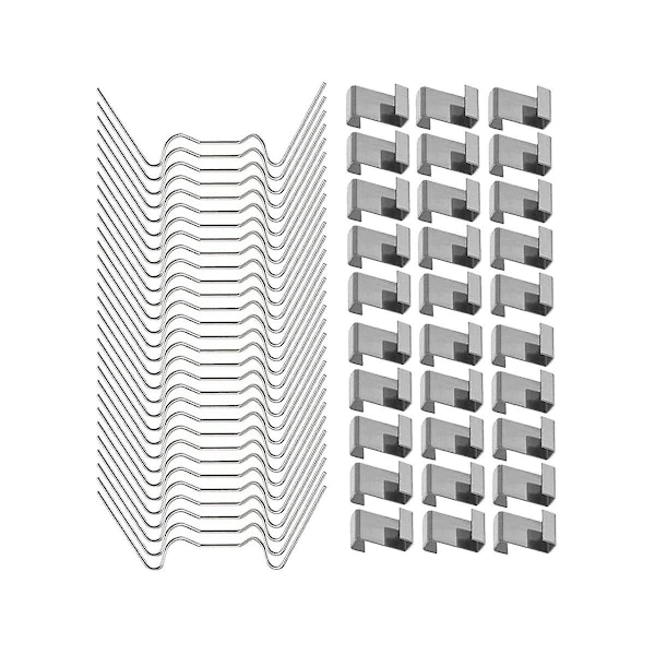 100 stk. rustfri drivhusglasklemmer, drivhus W-trådsklemmer, glasklemmer, Z-type klemmer fw_ca Silver