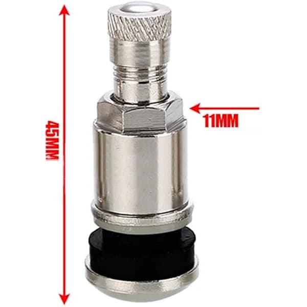 x 45mm Silver Stål Slanglösa Bilventiler