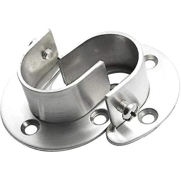 Runda rörfästen för garderobsstång, 2 st, silverfärgade klädstångsändar med skruvar, U-formad (25 mm)