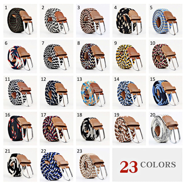 Bälte canvas 23 mönster storlek W26-W36 stretch justerbar längd: 2 Svart / vit / grå_ca