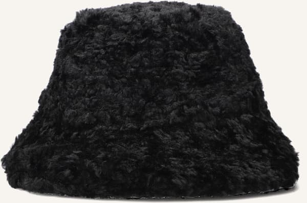 Ted Baker Fluffyi Fuzzy Bucket Hat til kvinder, blød varm plys vinterhat til efterår og koldt vejr, sort, One Size