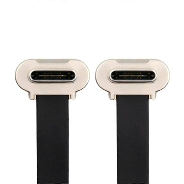 UC-170-0.07M 75mm Vinklet USB-C til USB-C Ultratynn Flat USB 2.0 Kabel 65W Hurtiglading