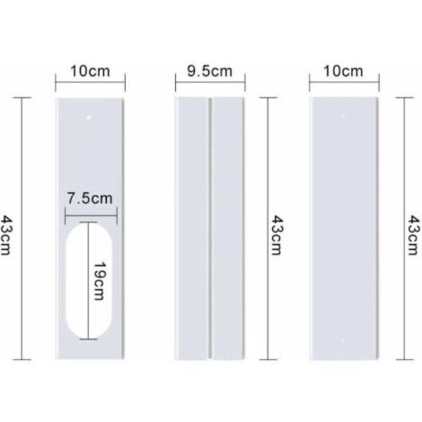 Sett med 4 justerbare plater for vindussett, brukt til montering av klimaanlegg med 13 cm diameter eksosslange.-DPZO.ca