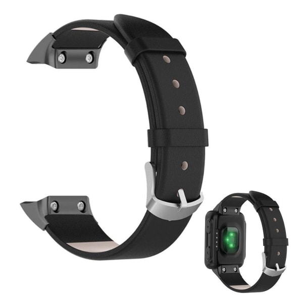 Simpel Læderrem til Garmin Ur - Sort Sort