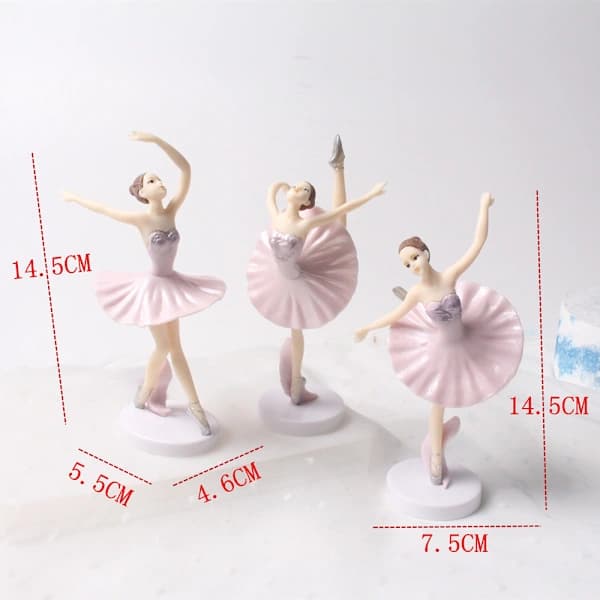 3 stk. Ballerina-kage Dekorationer