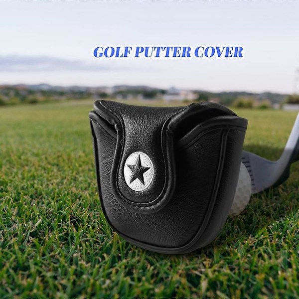 CASA 1 stk. PU Læder med Broderi Magnet Golf Mallet Putter Hoved Cover Golfkølle Putter Hovedbeskyttere
