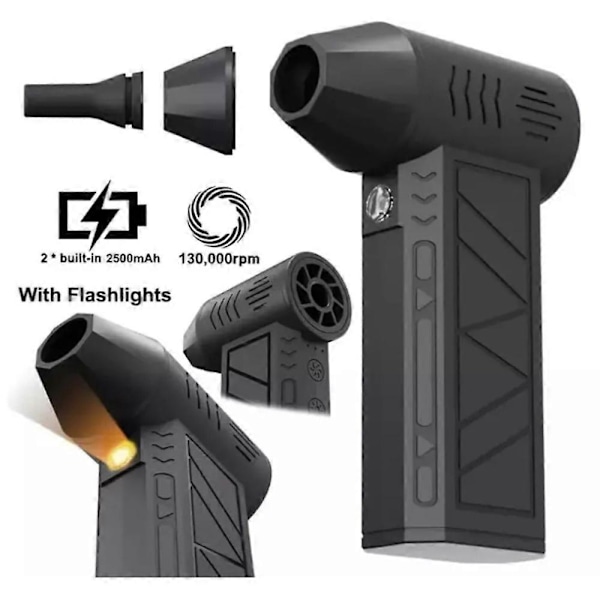 CASA Elektrisk Blæser med LED, LED Turboblæser, Trådløs Turbo Black
