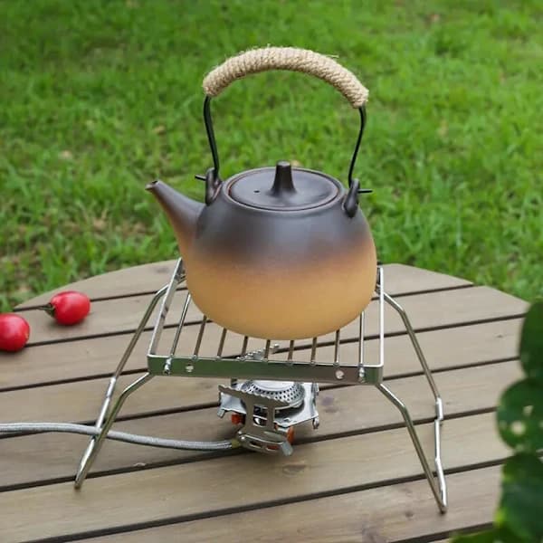 Bærbart udendørs kulgrillstativ med justerbart foldbart rustfrit stålnet til picnic og udendørs madlavning sølv