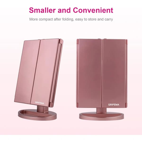 Lys makeup spejl, 2X/3X Lysforstørrelsesspejl, Foldbart spejl, 1
