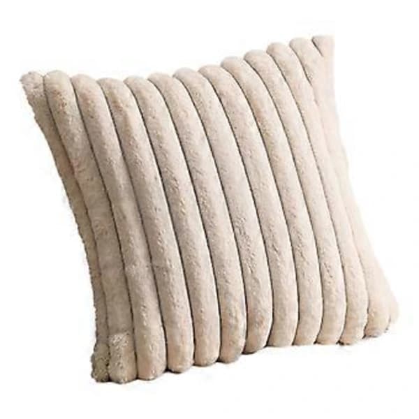 Elegant Stribet Tekstureret Pudebetræk til Sofaseng - 450x450mm, Råhvid