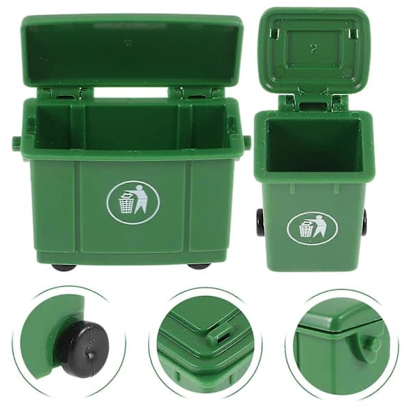 2 st Mini Soptunna Modell Dockskåp Avfallsbehållare Miniatyr Sortering Soptunna Modell
